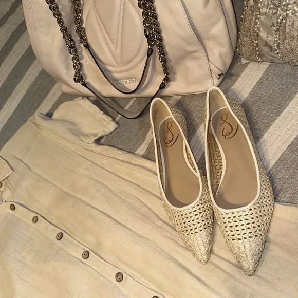 Sam Edelman Wanda woven Raffia flats in Natural