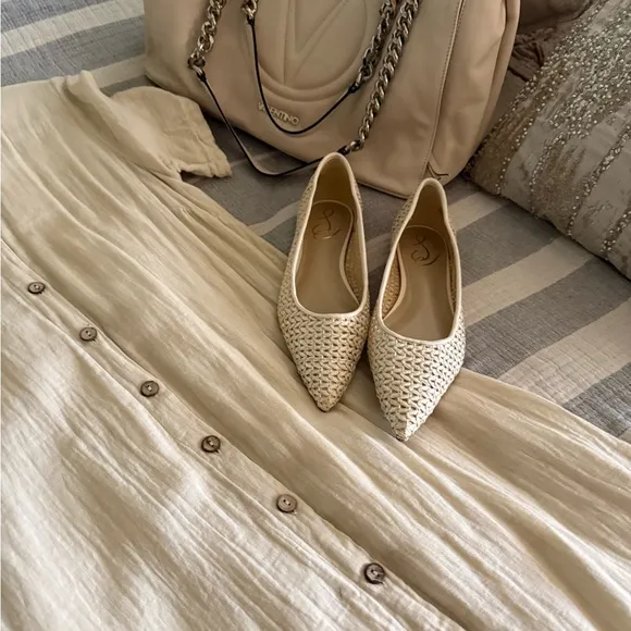 Sam Edelman Wanda woven Raffia flats in Natural