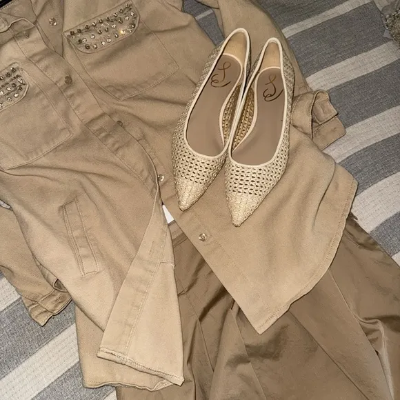 Sam Edelman Wanda woven Raffia flats in Natural