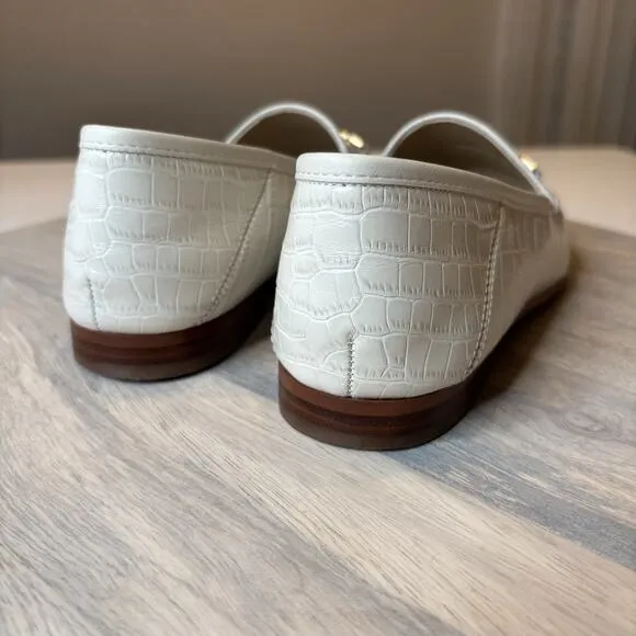 Sam Edelman Women's Loraine Bit White Croc Embossed Loafers US Size 7 M