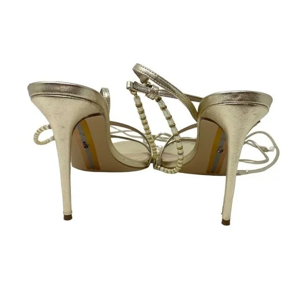 Sam Edelman Womens Scarlette Leather Ankle Wrap Evening Heels Shoes 8.5 *READ*