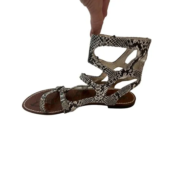 SAM EDELMAN Womens Snake Print Ankle Sandals Size 10