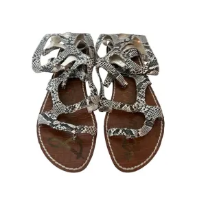 SAM EDELMAN Womens Snake Print Ankle Sandals Size 10
