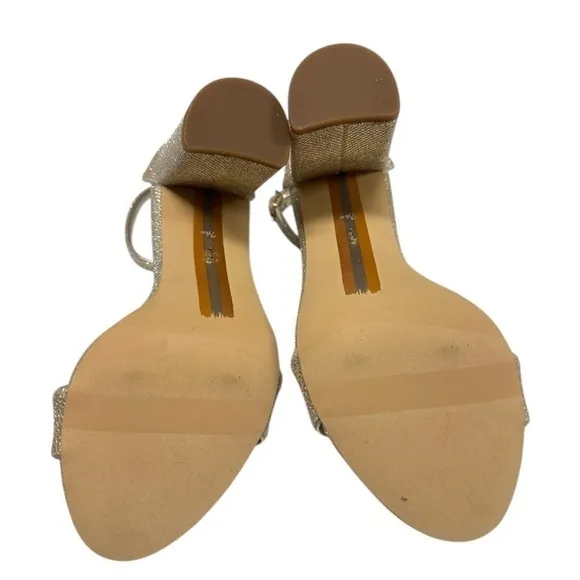 Sam Edelman Yaro Ankle Strap Heeled Sandals Womens 8.5 M Gold Mesh Jute Medium