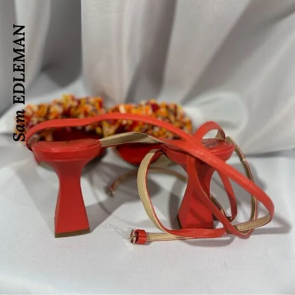 SAME EDELMAN CLARE EMBELLISHED SANDALS IN BRIGHT POMPOM SIZE 8.5M 38.5