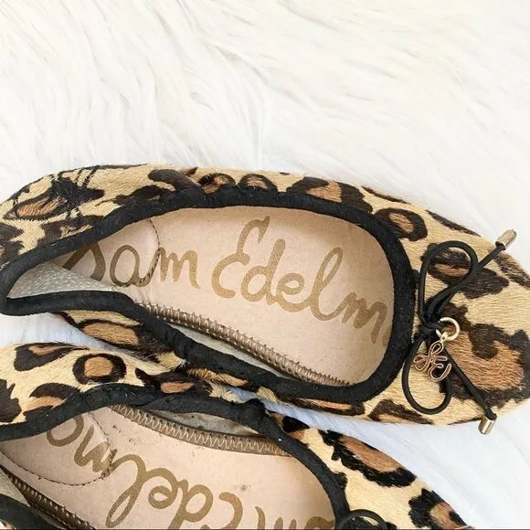 Sam Edelman calf hair on  leopard print flats ballet shoes 1.5