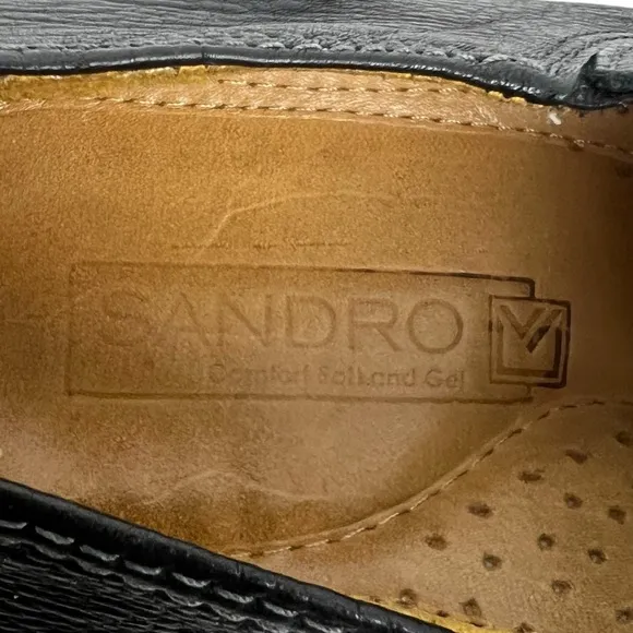Sandro Moscoloni Leather Slip On Dress Shoe Mens 10.5 D Black Made In Brazil EUC