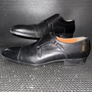 Santoni Double Monk Straps Black Leather Comfort Dress Shoes Men’s Size 12 (11)