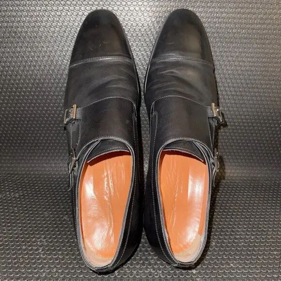 Santoni Double Monk Straps Black Leather Comfort Dress Shoes Men’s Size 12 (11)