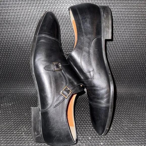 Santoni Double Monk Straps Black Leather Comfort Dress Shoes Men’s Size 12 (11)