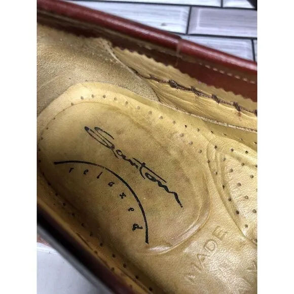 Santoni Leather Relaxed Woven Loafers Men's Shoes Size 10D US/43EU Brown