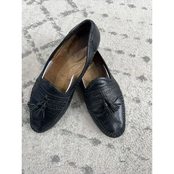 Santoni Tassel Loafers Dress Shoes Men's Size 9 Black‎ Slip On 421620