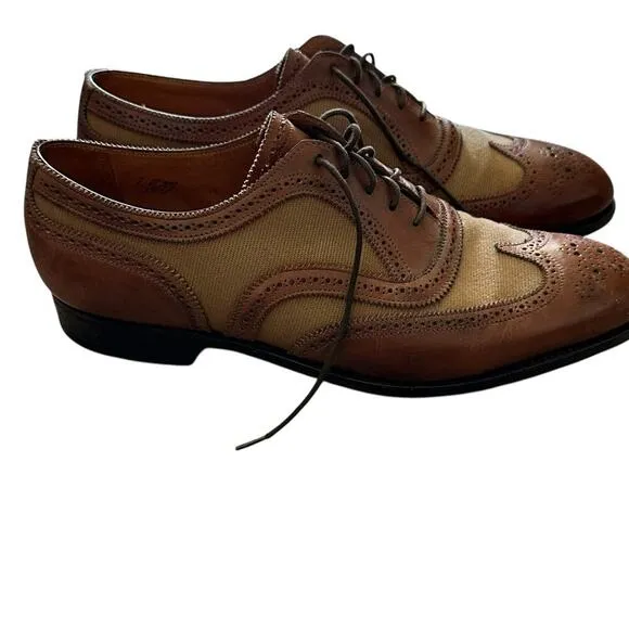 Sarroll Beverly Hills Men's Brown Leather Wing Tip Brogue Dress Shoes Size 7