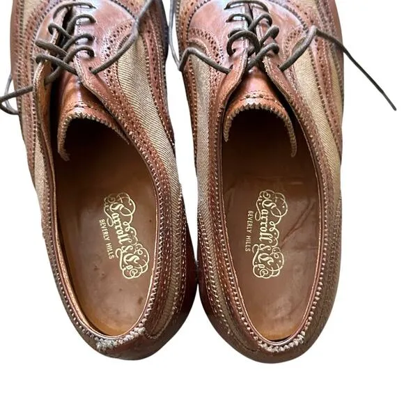Sarroll Beverly Hills Men's Brown Leather Wing Tip Brogue Dress Shoes Size 7