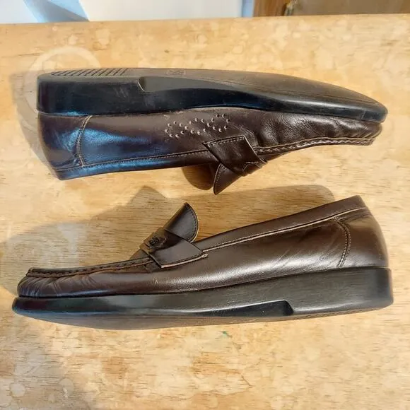 SAS Ace Men's US 9.5 Brown Leather Dress Loafer Casual Slip On Shoes EUC