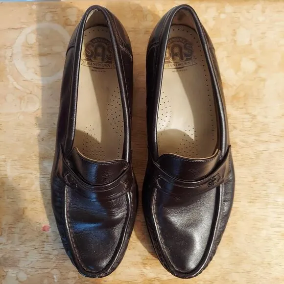 SAS Ace Men's US 9.5 Brown Leather Dress Loafer Casual Slip On Shoes EUC