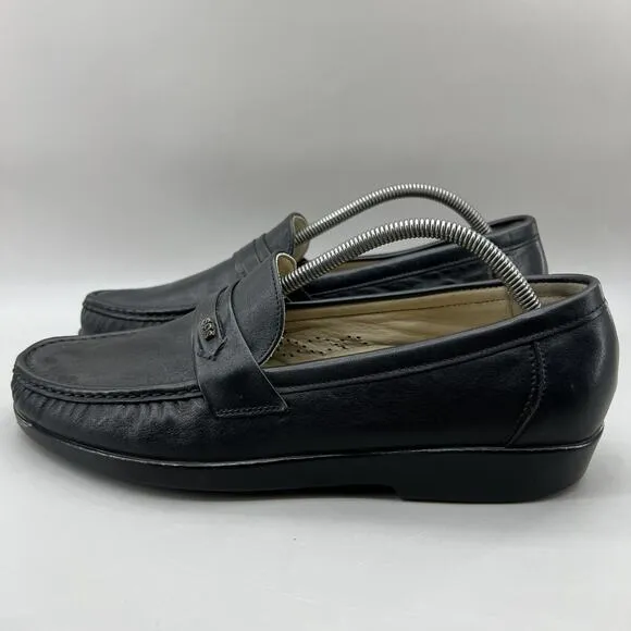 SAS Ace Slip On Loafers Men's Size 11 N Black Handsewn Leather Comfort Moc Shoes