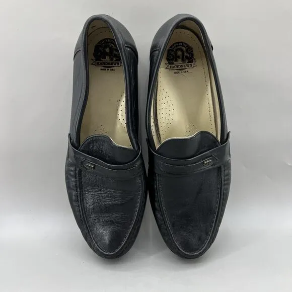 SAS Ace Slip On Loafers Men's Size 11 N Black Handsewn Leather Comfort Moc Shoes