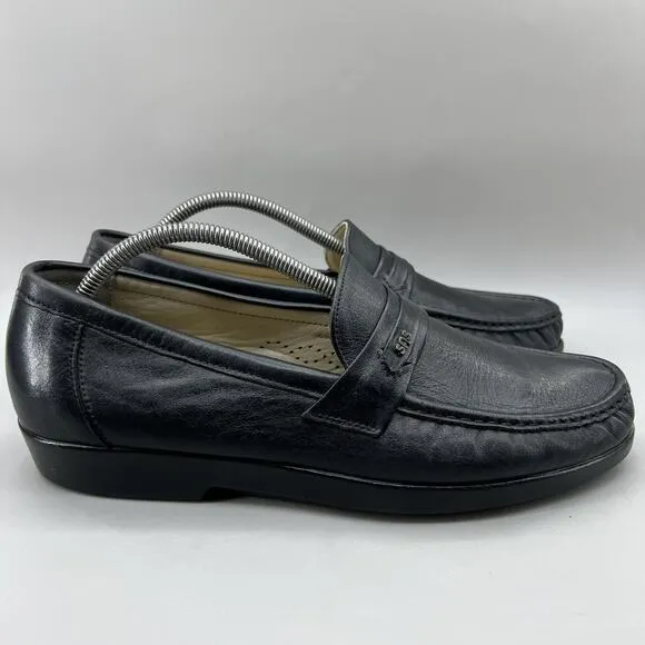 SAS Ace Slip On Loafers Men's Size 11 N Black Handsewn Leather Comfort Moc Shoes