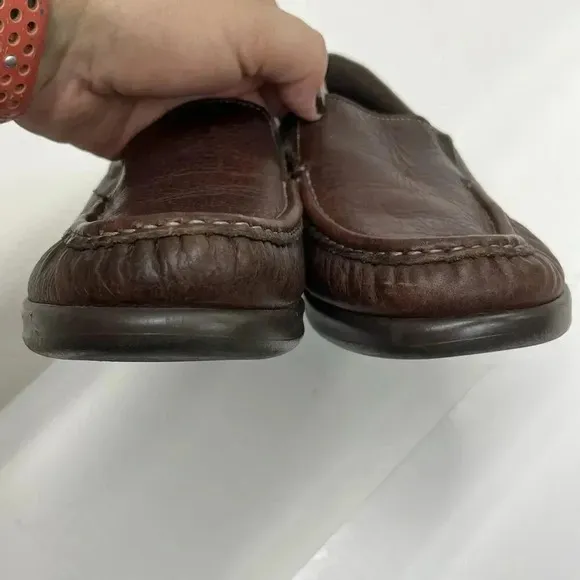 SAS Twin Moc Toe Brown Leather Slip On Loafers Comfort Shoes Womens Size 7.5M