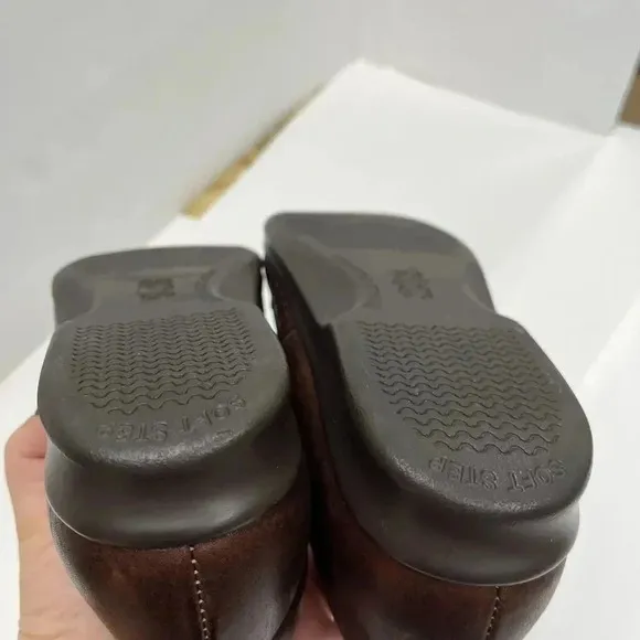 SAS Twin Moc Toe Brown Leather Slip On Loafers Comfort Shoes Womens Size 7.5M