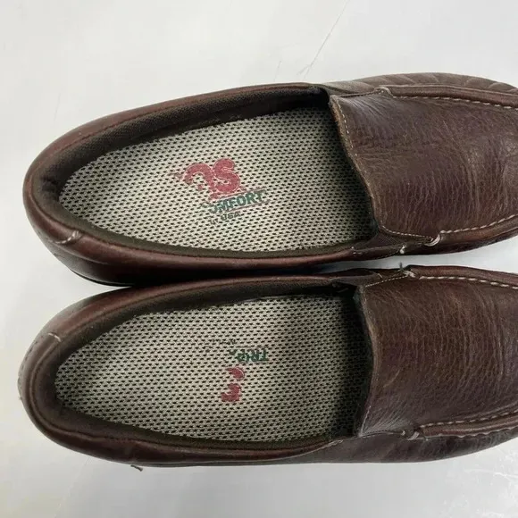 SAS Twin Moc Toe Brown Leather Slip On Loafers Comfort Shoes Womens Size 7.5M