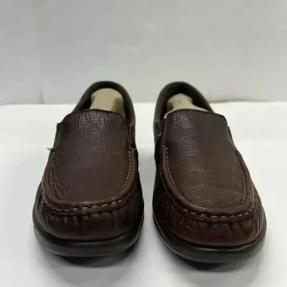 SAS Twin Moc Toe Brown Leather Slip On Loafers Comfort Shoes Womens Size 7.5M
