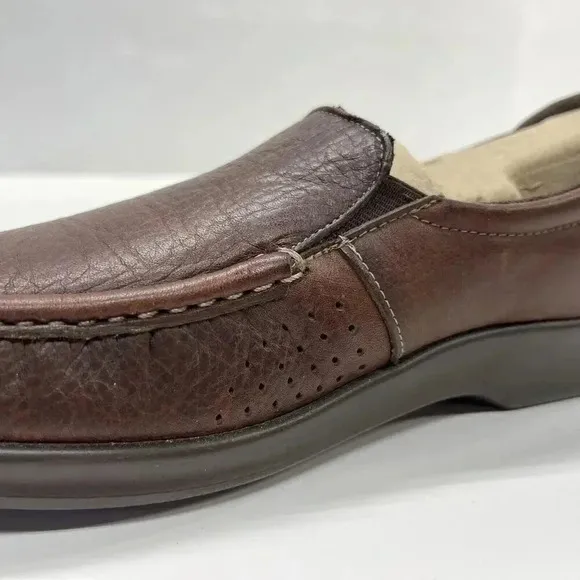 SAS Twin Moc Toe Brown Leather Slip On Loafers Comfort Shoes Womens Size 7.5M