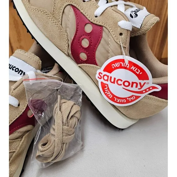 Saucony DXN Trainer Vintage Tan/Red Men's Running Shoes Size 9
