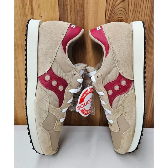 Saucony DXN Trainer Vintage Tan/Red Men's Running Shoes Size 9