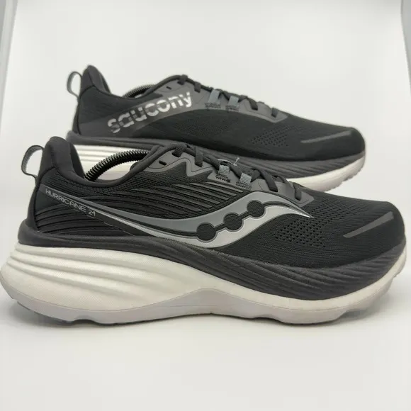 Saucony Hurricane 24 Mens 12 Running Shoes Black White Trainers Sneakers