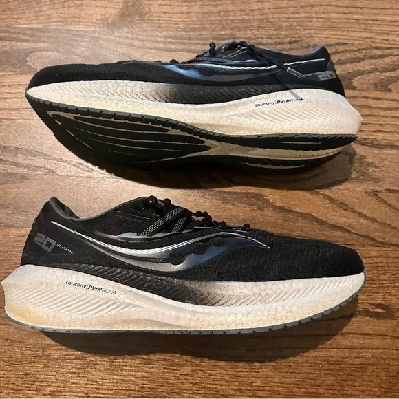 Saucony Men's Black &amp; White Triumph 20 Running Shoes US 12