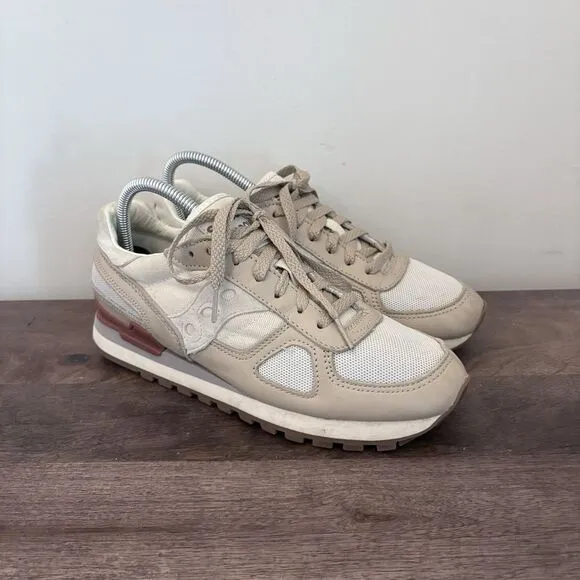 SAUCONY SHADOW ORIGINAL SNEAKERS TRAINERS Beige Brown‎ S70762-1 Unisex Mens 7.5