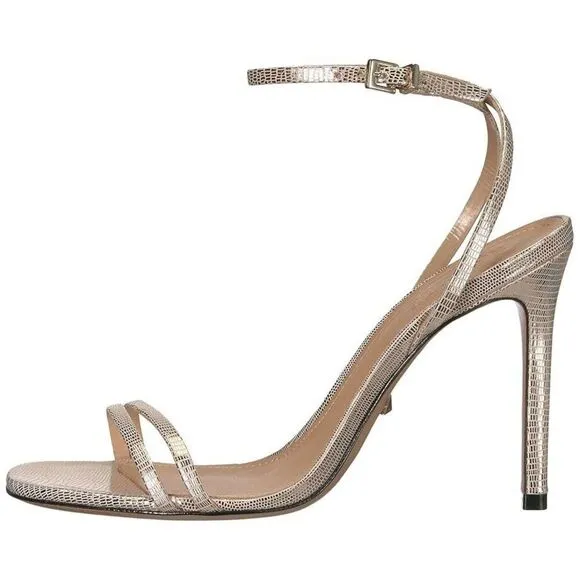 Schutz Altina Sandals Women's 10 Gold Leather Stiletto Heel Ankle Strap ZPO1643