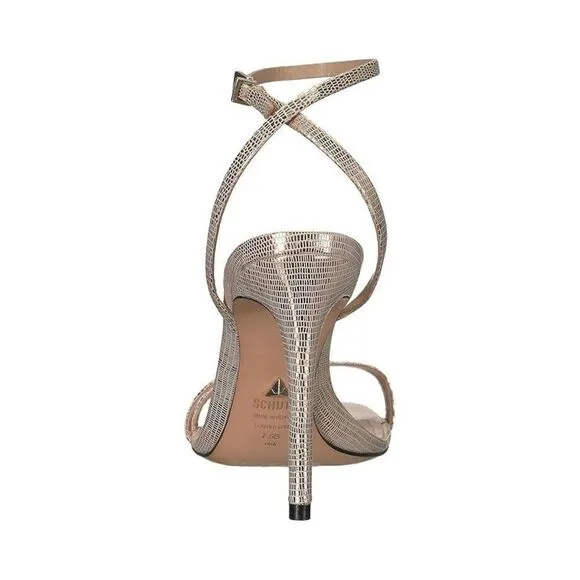 Schutz Altina Sandals Women's 10 Gold Leather Stiletto Heel Ankle Strap ZPO1643