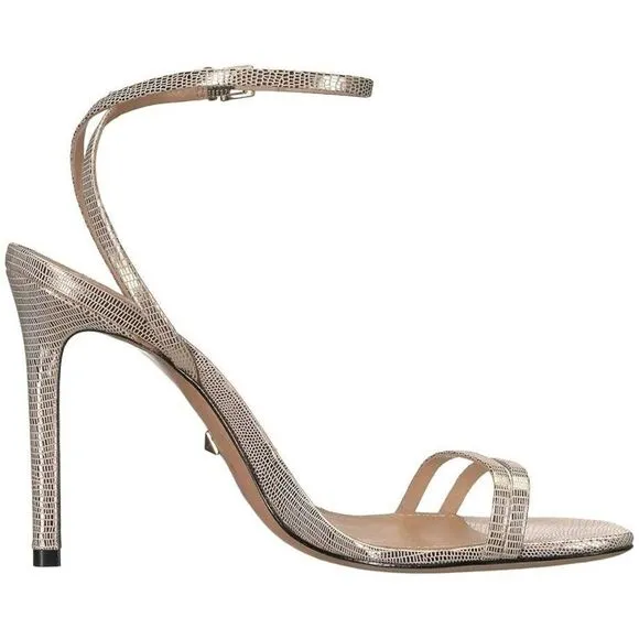 Schutz Altina Sandals Women's 10 Gold Leather Stiletto Heel Ankle Strap ZPO1643