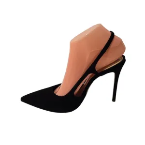 SCHUTZ Black Suede Slingback Stilhetto Heels Shoes 9