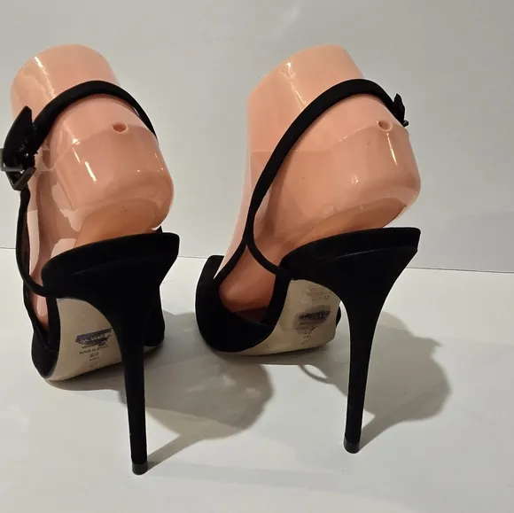 SCHUTZ Black Suede Slingback Stilhetto Heels Shoes 9