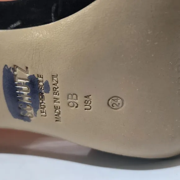 SCHUTZ Black Suede Slingback Stilhetto Heels Shoes 9