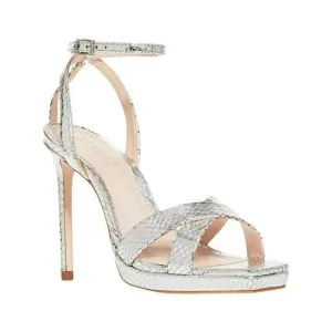 Schutz Womens Ava Rose Leather Slingback Sandals Silver Size 10