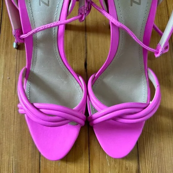 SCHUTZ Yvi Strappy Heels in Neon Pink Size 8.5 NWOT