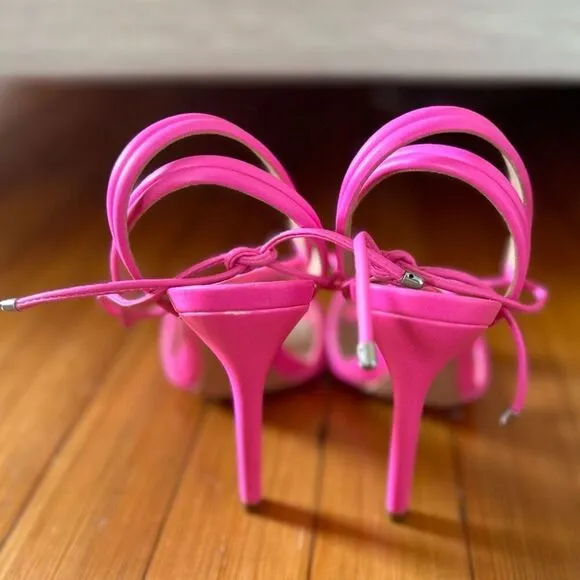 SCHUTZ Yvi Strappy Heels in Neon Pink Size 8.5 NWOT