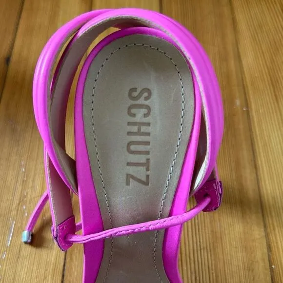 SCHUTZ Yvi Strappy Heels in Neon Pink Size 8.5 NWOT
