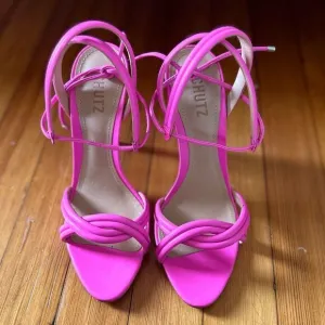 SCHUTZ Yvi Strappy Heels in Neon Pink Size 8.5 NWOT