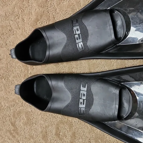 SEAC Fuga Scuba Diving Open Heel Fins Black Size 40-41 Unisex Men's Women's