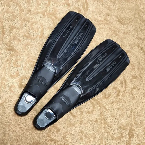 SEAC Fuga Scuba Diving Open Heel Fins Black Size 40-41 Unisex Men's Women's