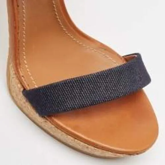 See by Chloe Canvas Denim Ankle Strap Sandals High Heel Size 8.5