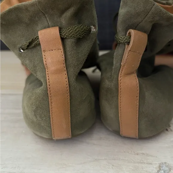 See by Chloe 'Kasha' gladiator sandal in green tan suede leather Size 37