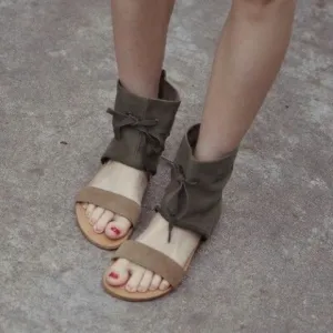 See by Chloe 'Kasha' gladiator sandal in green tan suede leather Size 37