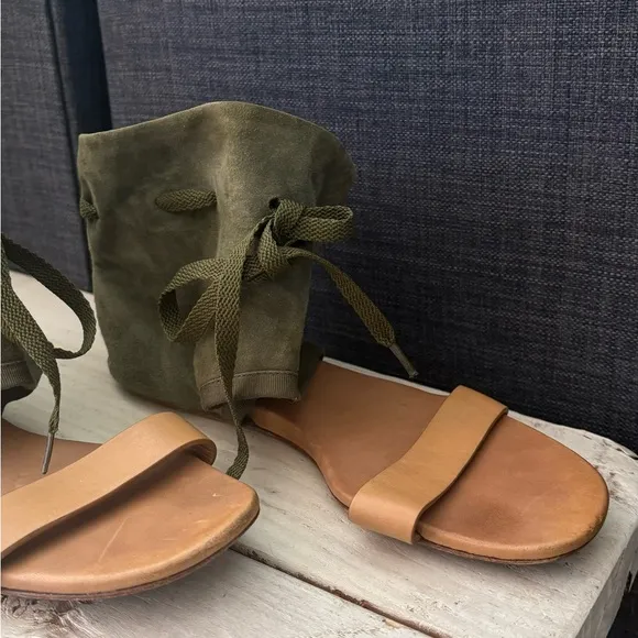 See by Chloe 'Kasha' gladiator sandal in green tan suede leather Size 37